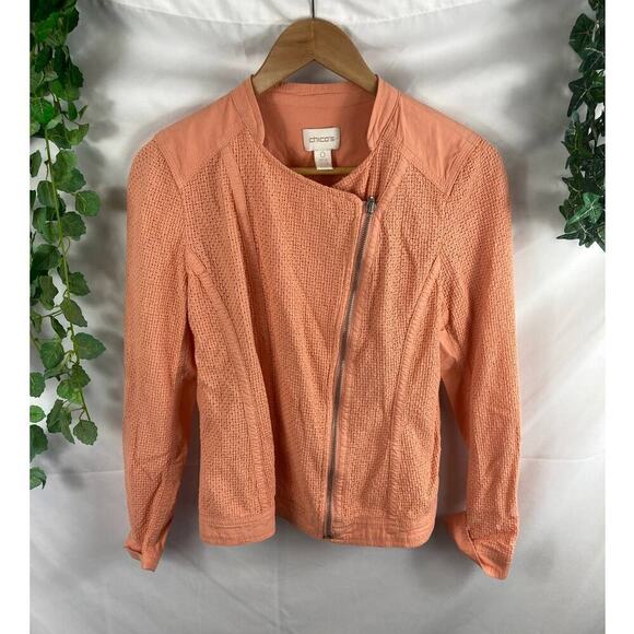 Chicos Asymmetrical Zip textured jacket - Picture 1 of 4